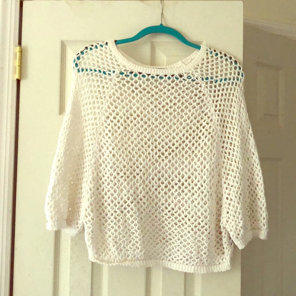 White crochet poncho sweater